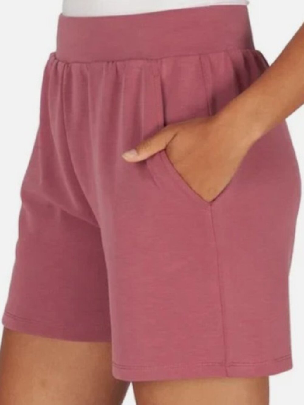 LAZYPANTS Luxe Stretch Shorts Medium Berry Pink Pockets